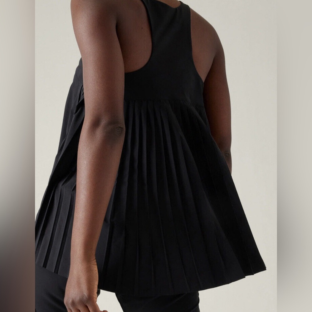 ATHLETA Swing Forward Pleated Tank, Black, L - Picture 2 of 12